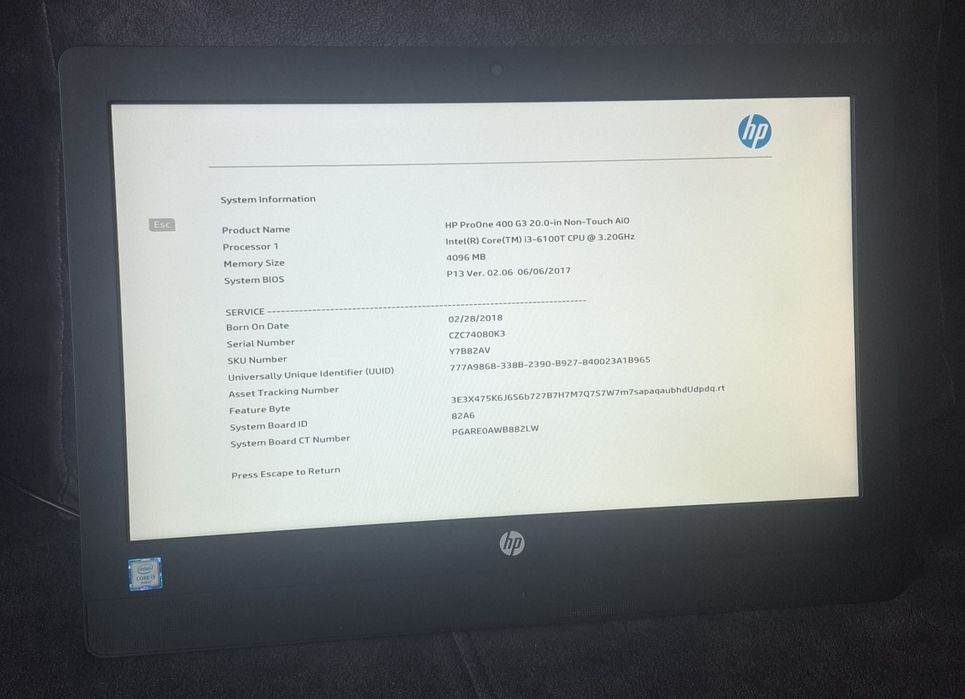 Моноблок Hp Core i3-6100T