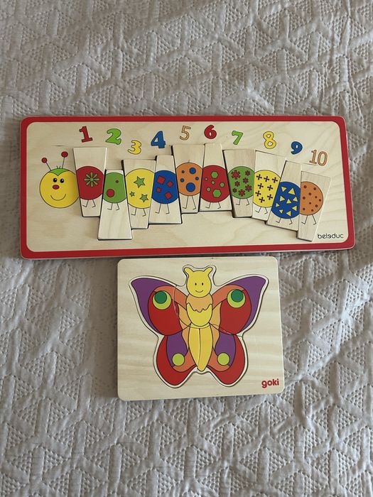 Puzzle lemn numere si fluture
