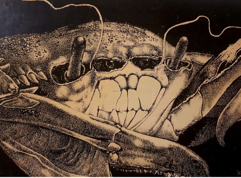 O lucrare rară de grafica semnată Nicolae Saftoiu, martie 1980. Tulcea