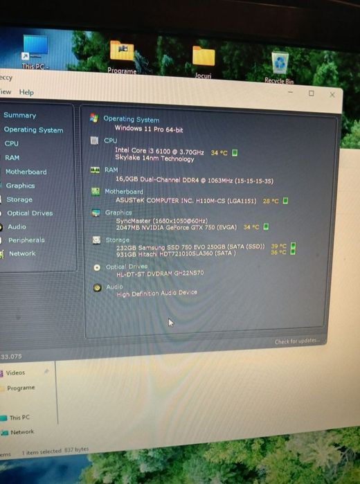 Vand unitate pc asus g11  i3 ,16gb  gtx 750