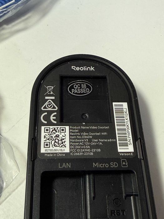 Sonerie Video Reolink D340W, WiFi, vedere nocturna, camera 5MP