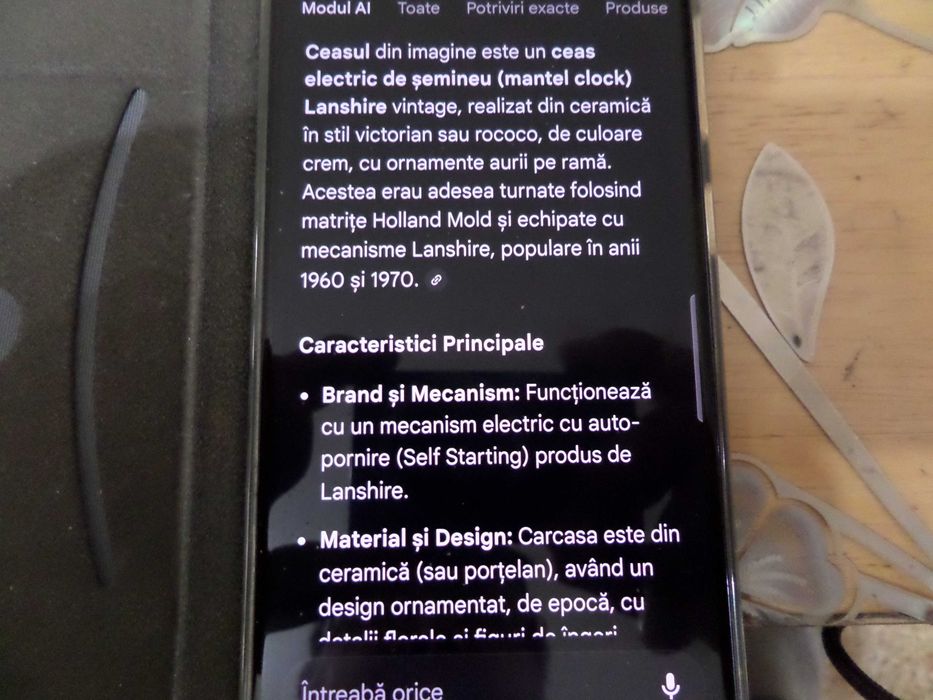 Ceas semineu Chicago illinois ceramica,ornament aurit frumos deosebit