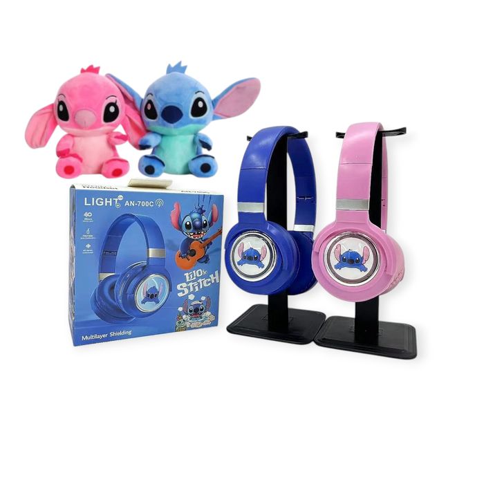 Безжични Детски Светещи Led Слушлаки Stitch + Подарък Плюшена играчка