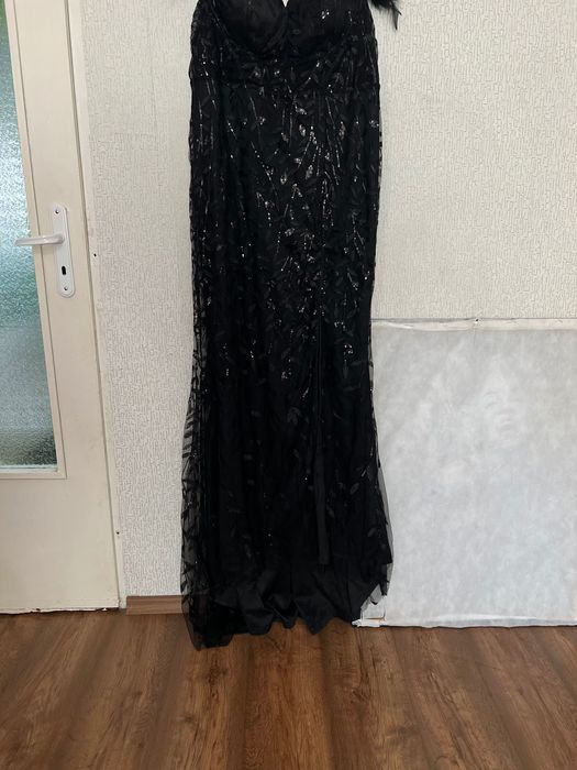 Черна официална рокля XXXL 50 дълга елегантна носена 1 път