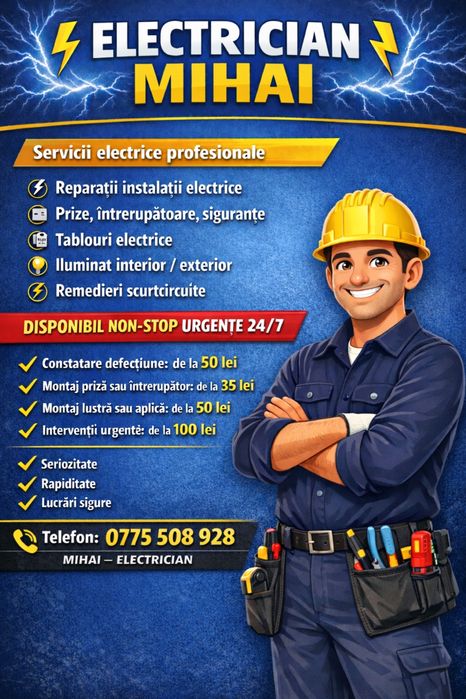Electrician URGENȚE Iași – NON-STOP | Deplasare GRATUITĂ
