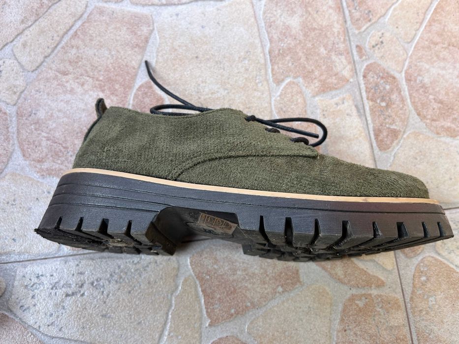 Дамски зелени обувки от велур – ежедневни обувки с връзки, размер 37