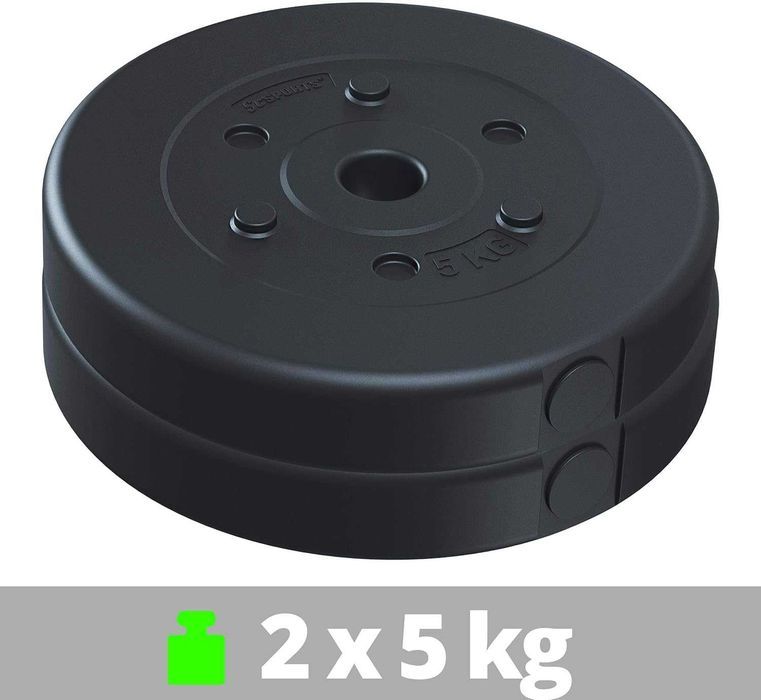 Set de 2 discuri, 2 x 5 kg, Plastic, Negru