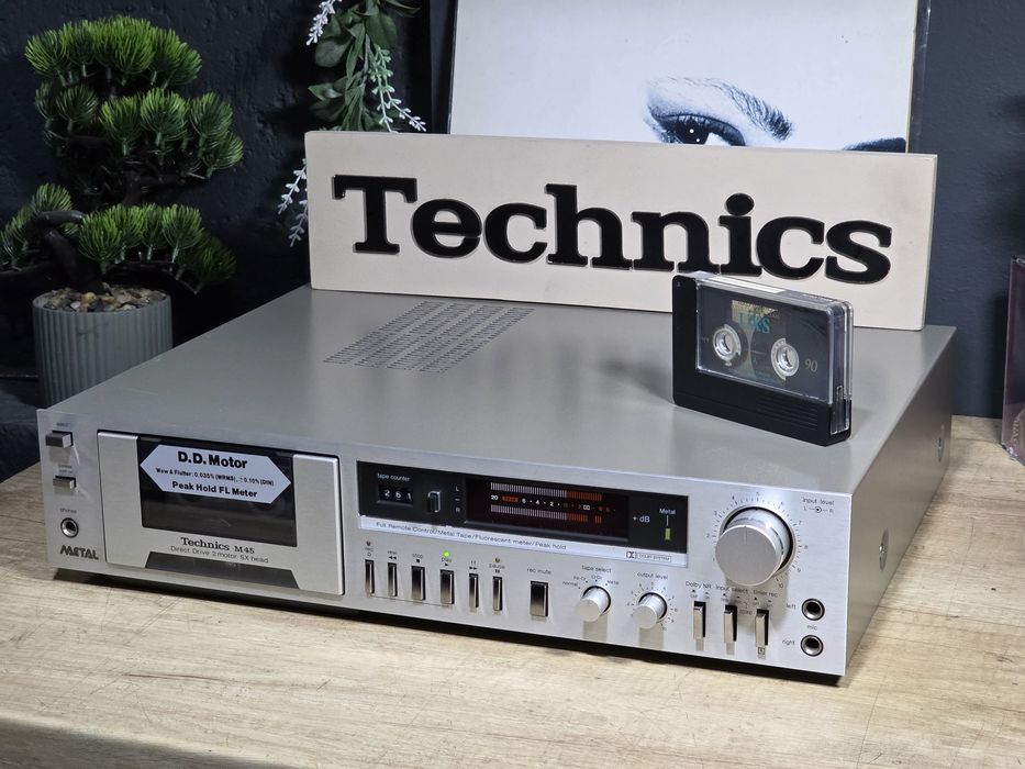 Casetofon deck TECHNICS RS-M45 direct drive  DD, argintiu, retro hifi , full digital ,SX HEAD