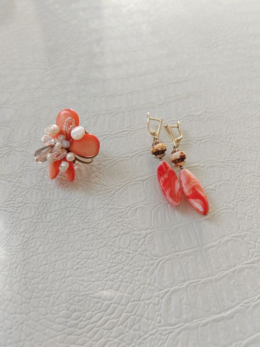 Набор серьги и кольцо