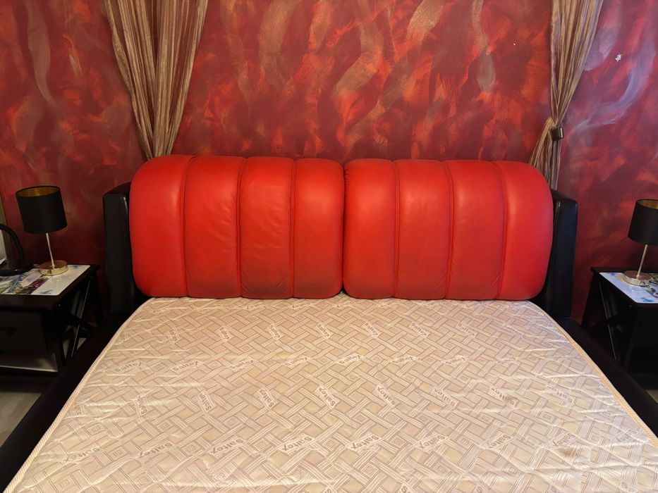 Pat piele ecologica, rosu si negru