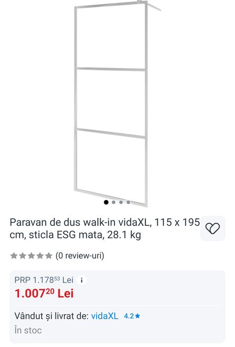 Paravan dus geam mat ,nou