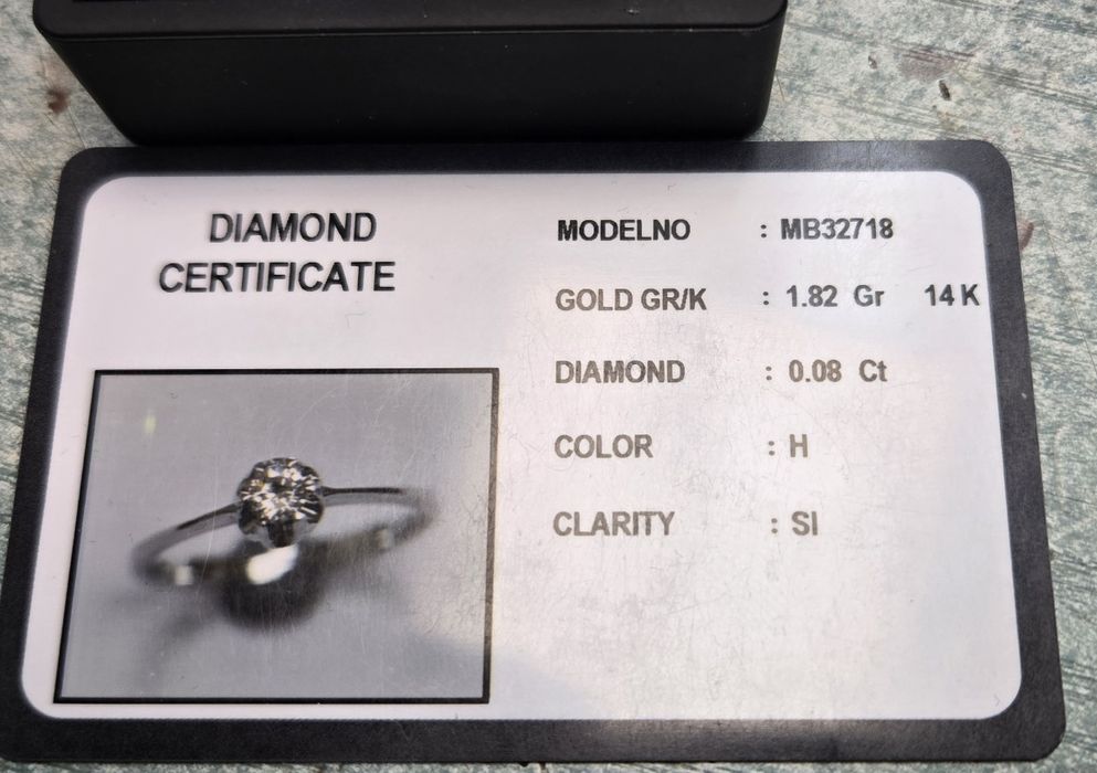 Годежен пръстен. Нов. Бяло злато 0.08ct/ 1.82гр 14к