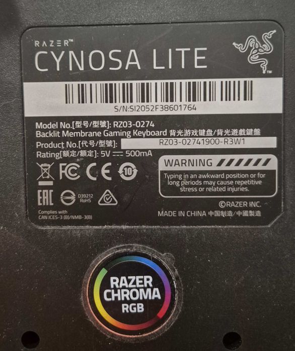 Клавиатура Razer Cynosa Lite