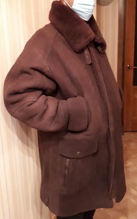 Дубленка мужская с капюшоном