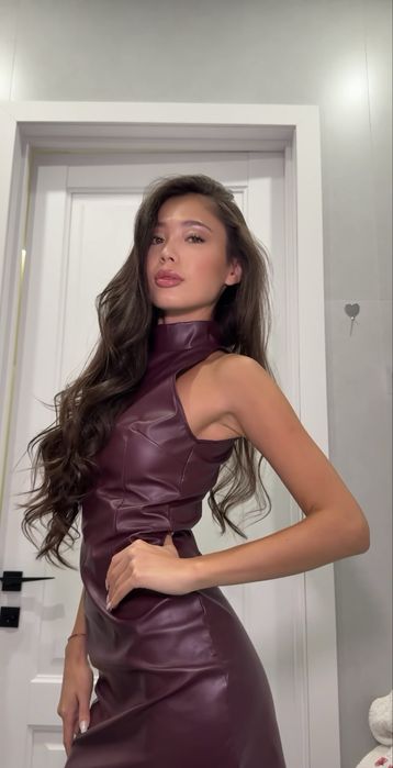 Платье XS Leather burgundy