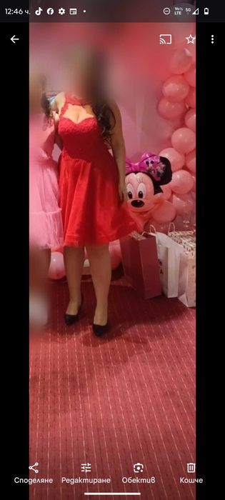 Официална червена рокля