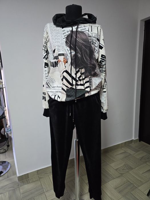 Trening dama catifea, hoodie cu gluga