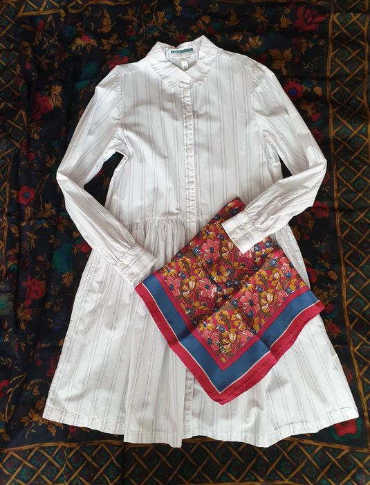 Camasa rochie dungi bumbac esarfa matase S.Oliver Zara Massimo Dutti