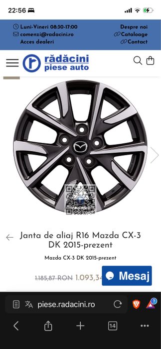 Set roți iarnă Mazda CX-3 originale 215/60 R16 Falken