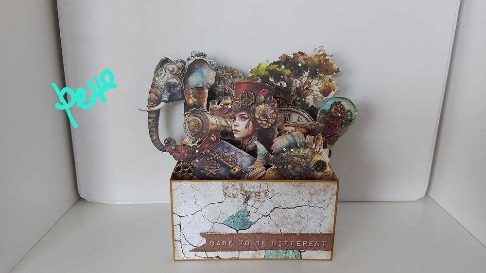 Коледни Стиймпънк картички и изскачаща кутия, Манга, ръчно изработени