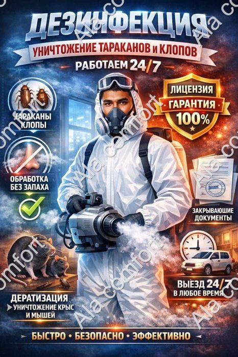 Дезинфекция клопы, тараканы. Сэс. Договор.Безопасно.