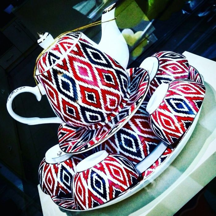 Сервис / serviz / национальный фарфоровый чайный, адрас с футляром