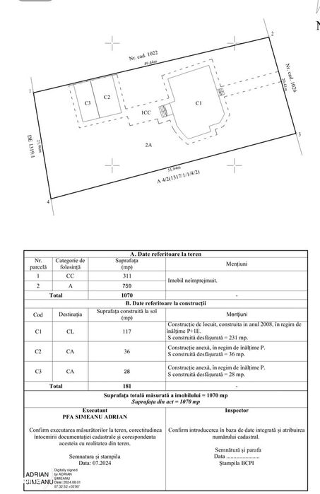 Vila spațioasă, 5 camere, teren 1070 mp, relizata in regie proprie.