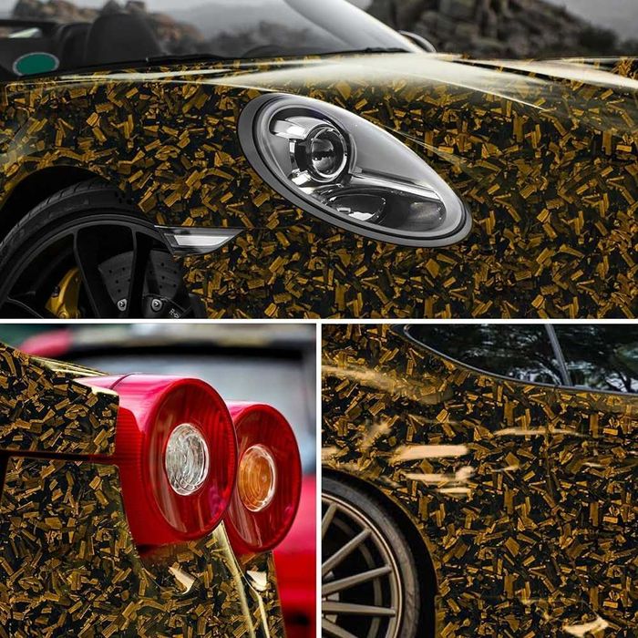 Висококачествено фолио Кован Carbon Gold за автомобил - 152х100см