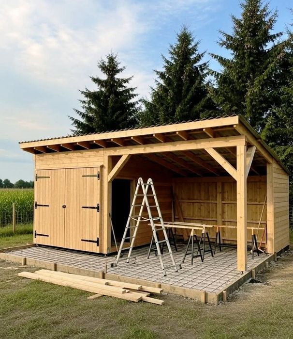 Garaje din lemn masiv