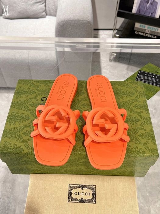 GG Interlocking G Rubber Slide - Orange