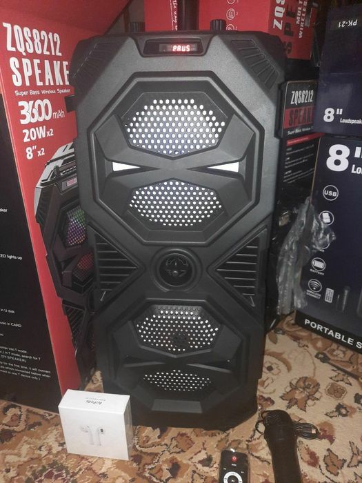 БЕПУЛ Доставка, Янги Караоке Колонка ZQS8212 (61см) +Симсиз Микрофон