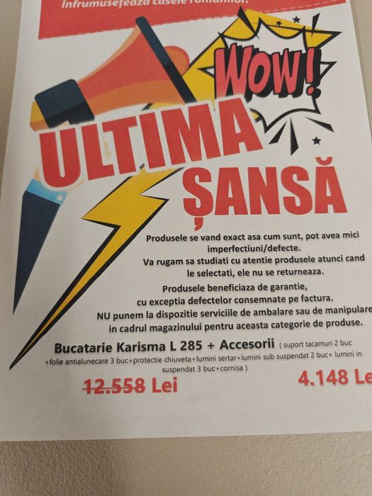 vand bucatarie Lemn's ,2500 ron, din showroom Lemn's, pal si mdfvopsit