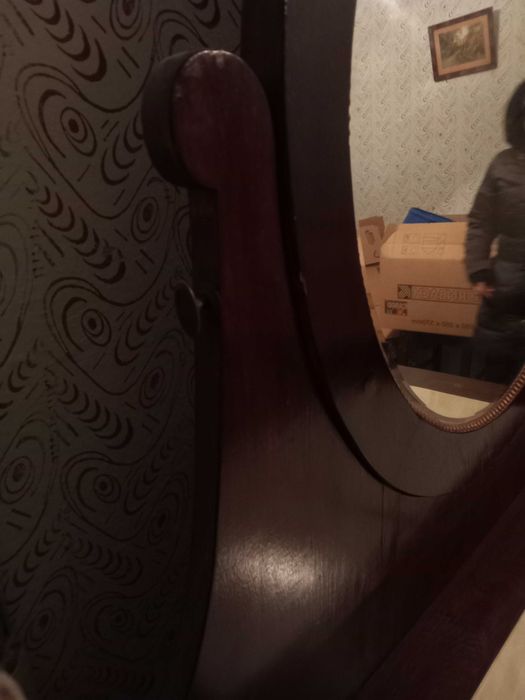 Toaletă interbelică Art Deco cu oglindă originală – lemn masiv