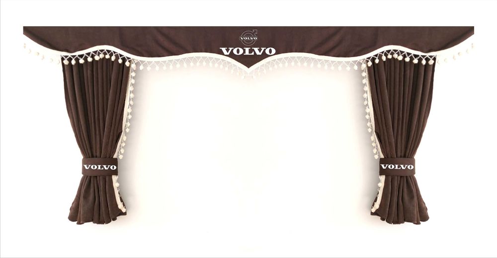 Комплект пердета за камион + кукички кафяви с бежови пискюли