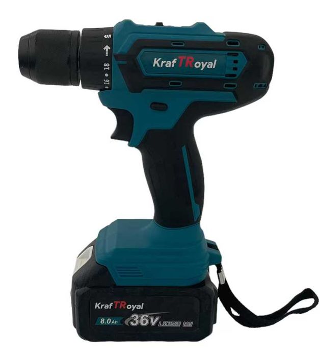 Акумулаторен ударен винтоверт KraftRoyal 36V с две батерии и зарядно