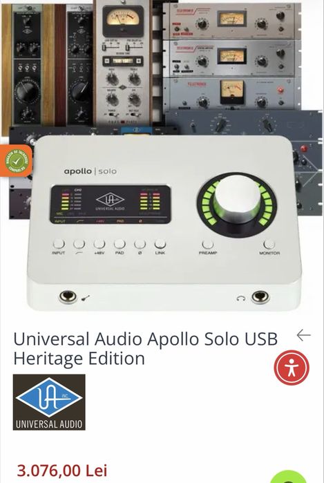 Placa de sunet Apollo Solo for Mac Thunderbolt 3