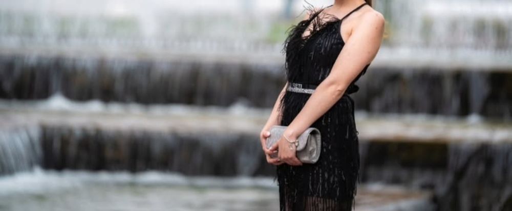 Черна официална рокля  LORETTY