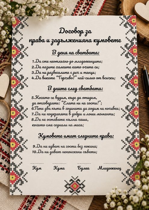 Покана за кумове народни мотиви