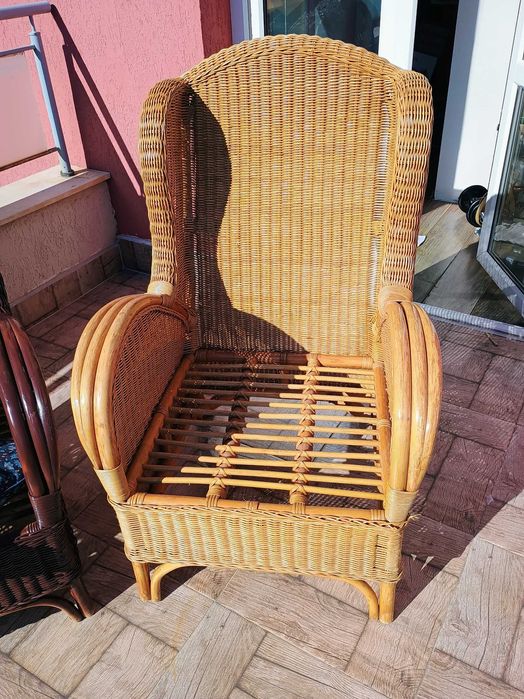 2бр. Големи Градински Кресла Естествен Ратан