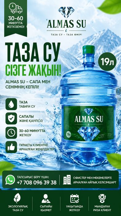 Доставка вода Шымкент 19л бутыль