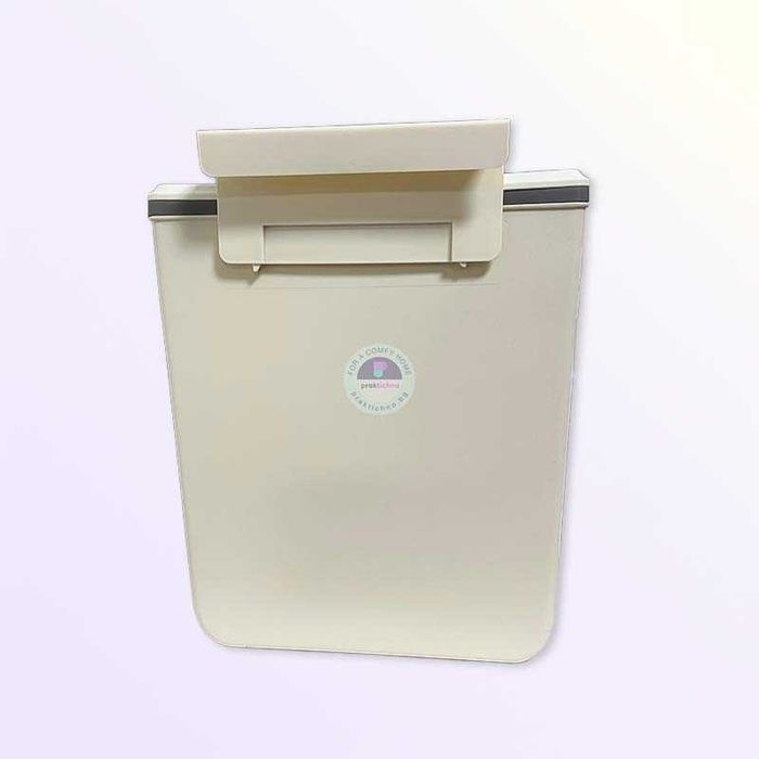 Кошче за отпадъци с капак за висящ монтаж на врата на шкаф 9л