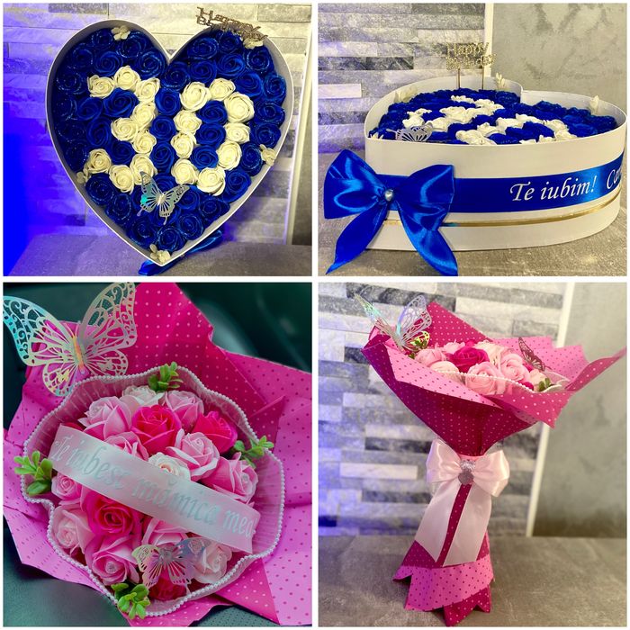 Buchet trandafiri de sapun sau satin / Aranjamente florale/ Aran dulce