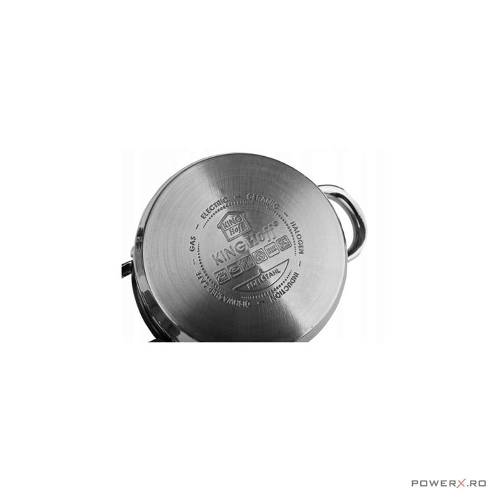 Oala din inox 2.1litri cu capac sticla, 18 cm,fund termic multistrat,