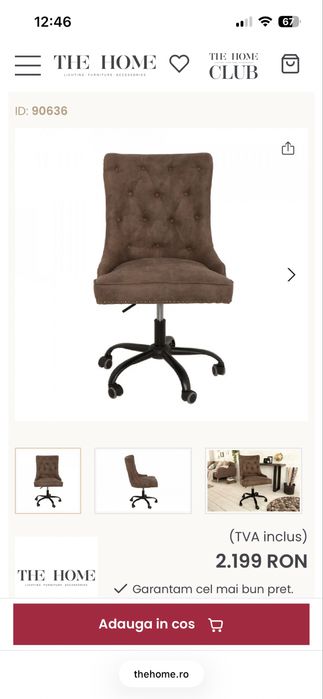 Scaun birou chesterfield “VICTORIA” maro