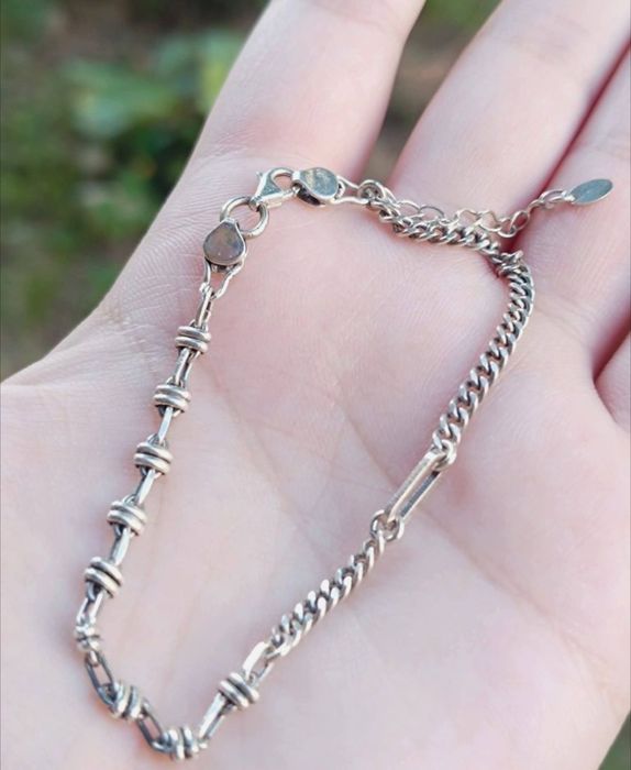 Veche bratara din argint de 925, in stil inima cromata, copii