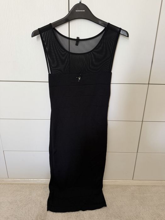 Рокли Guess Marciano - бандажна рипс, черна червена, мини миди
