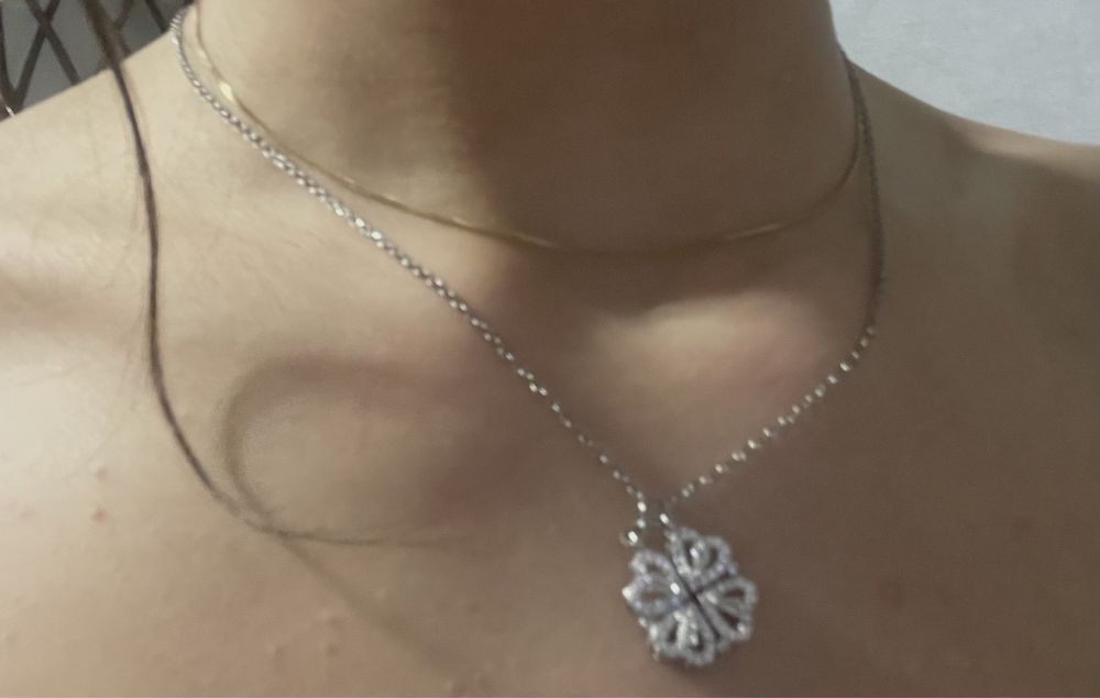 Кулон на шею клевер-сердцечки