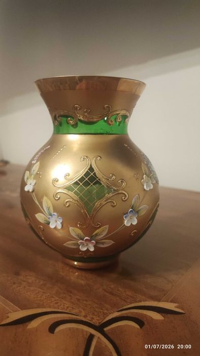 Vaza decorativa cristal Boemia si set 6 pahare decorative