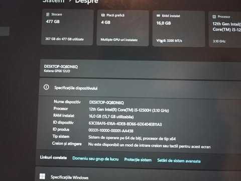 Laptop gaming MSI Katana GF66 – i5 12500H / 16GB / RTX / SSD 512GB