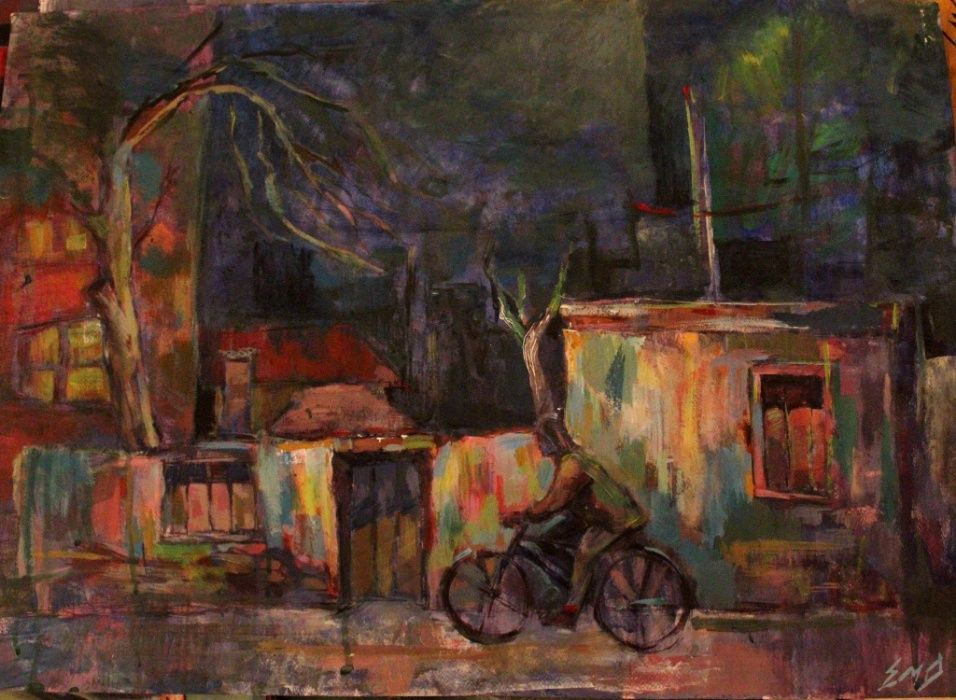 " Луната рефлектира в човешкото око "- картина на платно